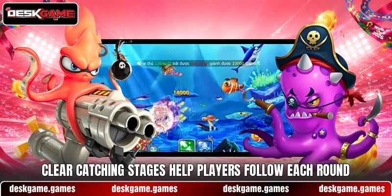 Clear catching stages help players follow each round
