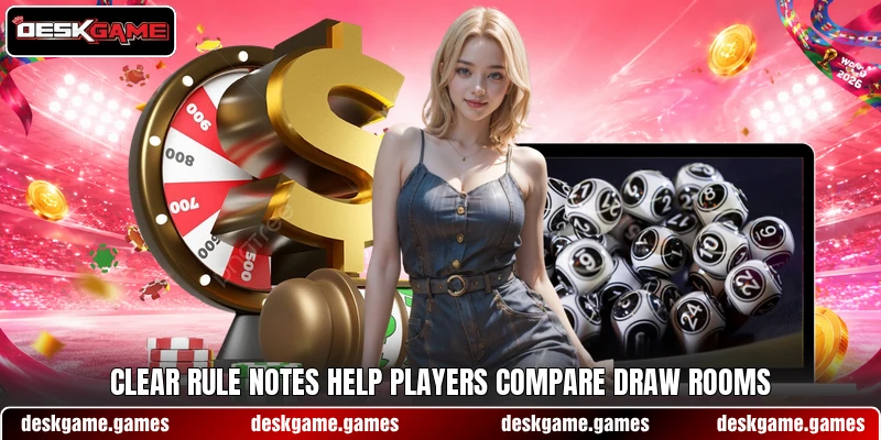 Clear rule notes help players compare draw rooms