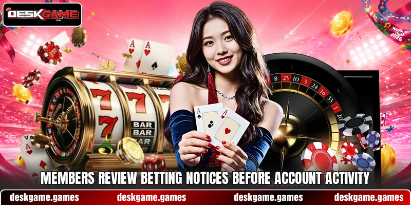 Members review betting notices before account activity