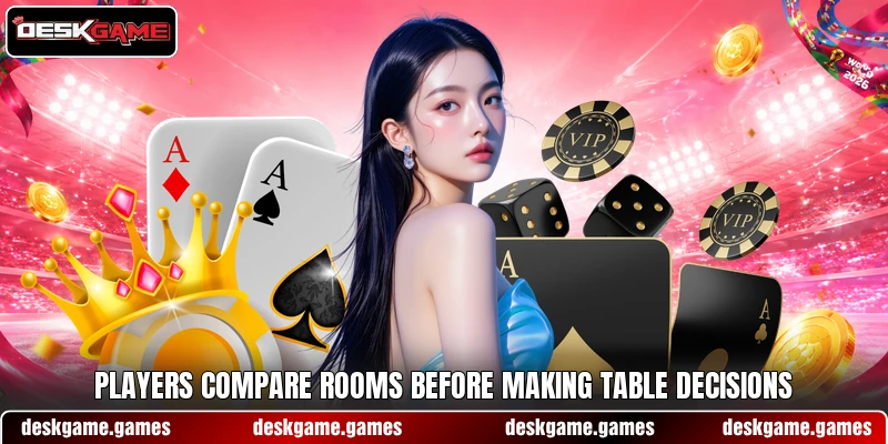 Players compare rooms before making table decisions