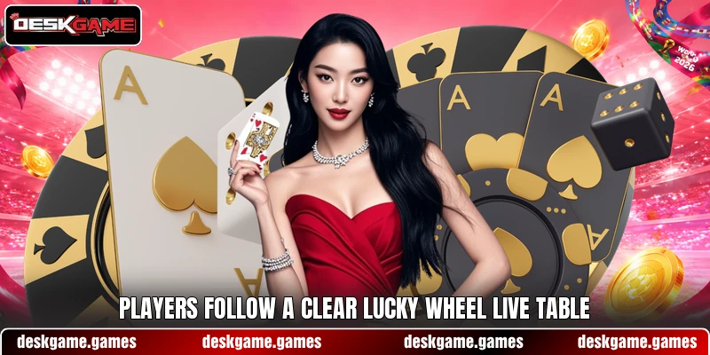 Players follow a clear Lucky Wheel Live table Players follow a clear Lucky Wheel Live table