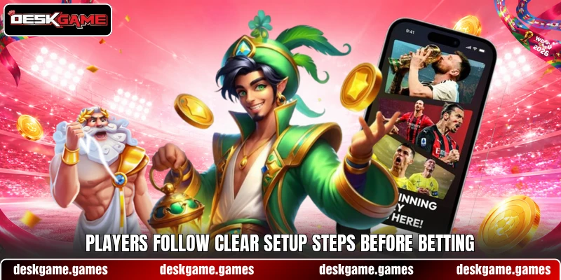 Players follow clear setup steps before betting Players follow clear setup steps before betting