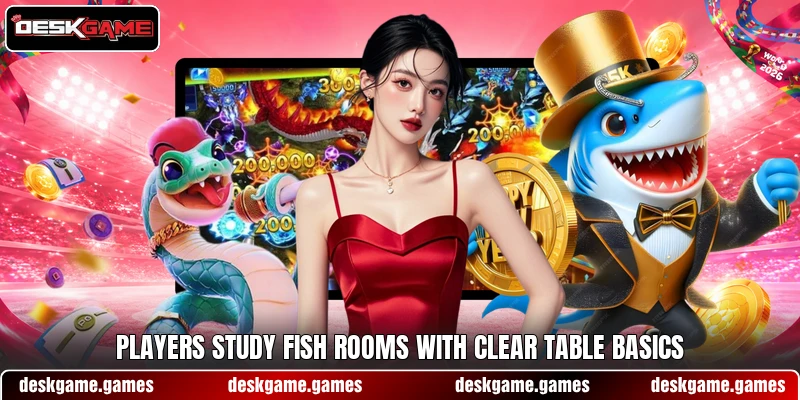 Players study Fish rooms with clear table basics Players study Fish rooms with clear table basics