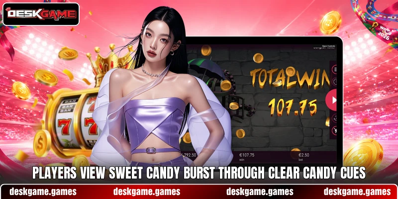 Players view Sweet Candy Burst through clear candy cues Players view Sweet Candy Burst through clear candy cues