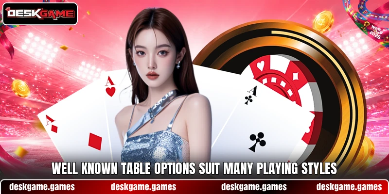 Well known table options suit many playing styles